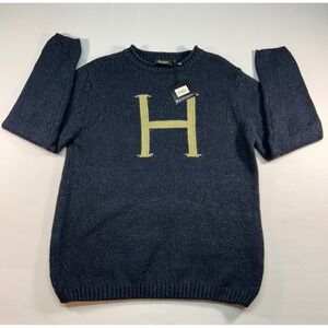 Harry Potter Shop Ron Weasley H Initial Sweater Navy Blue Knit Mens Medium NWT